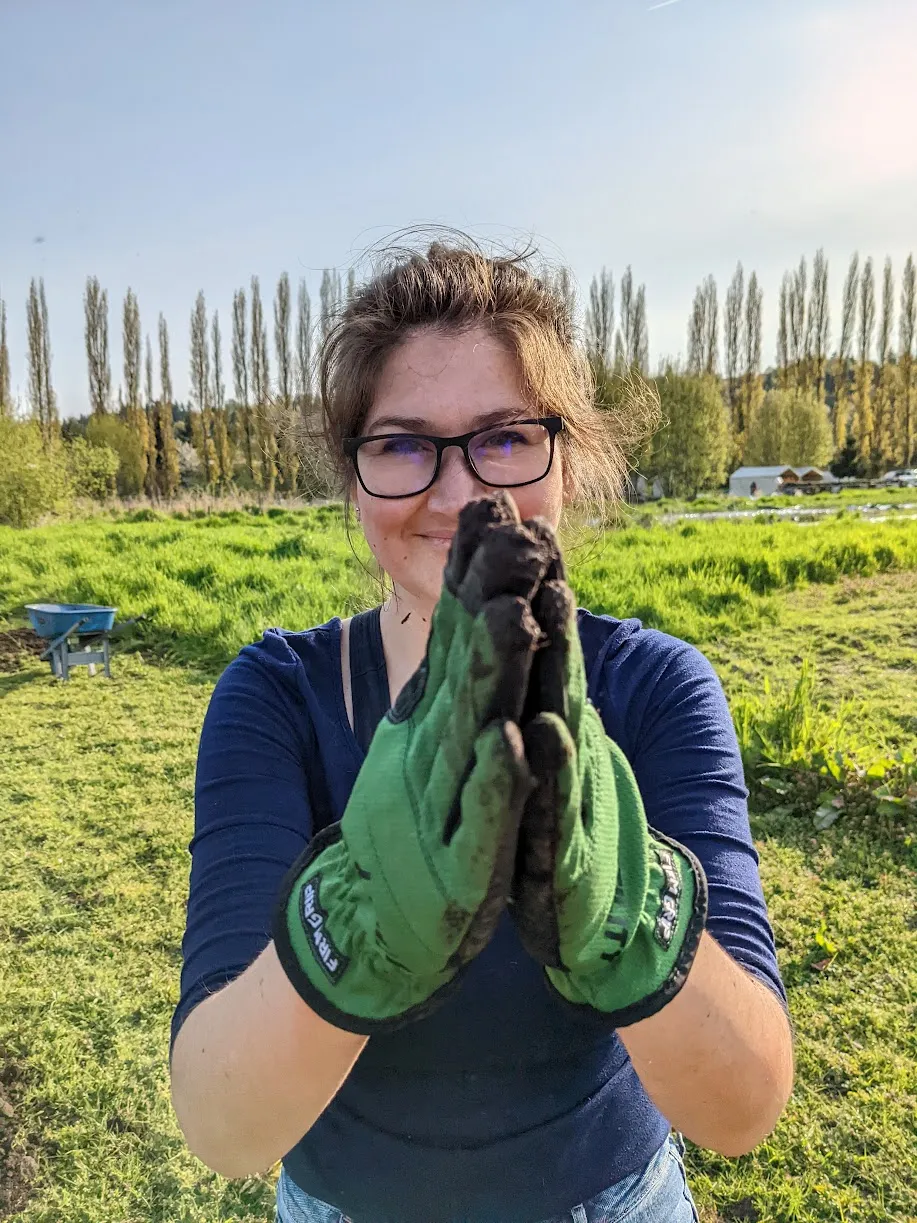 Alexandra Swidergal with her hands together